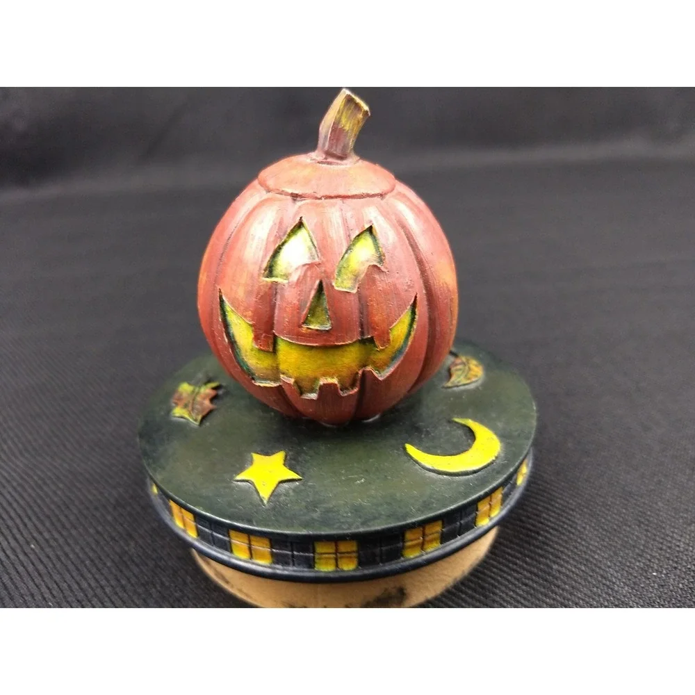 Lang Halloween Jack-O-Lantern Jar Candle Topper Spooky Dual-Faced Pumpkin Orange